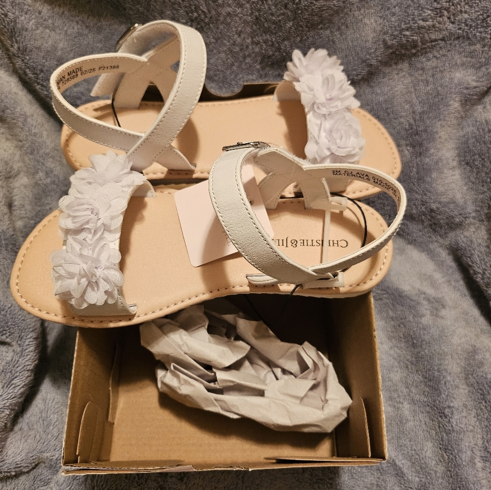 White Floral Sandals by Christie & Jill CJ AVA White Kids 2 M NWT